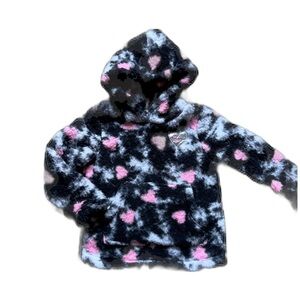 Betsey Johnson Black and White Girls Sherpa Hoodie Size 4